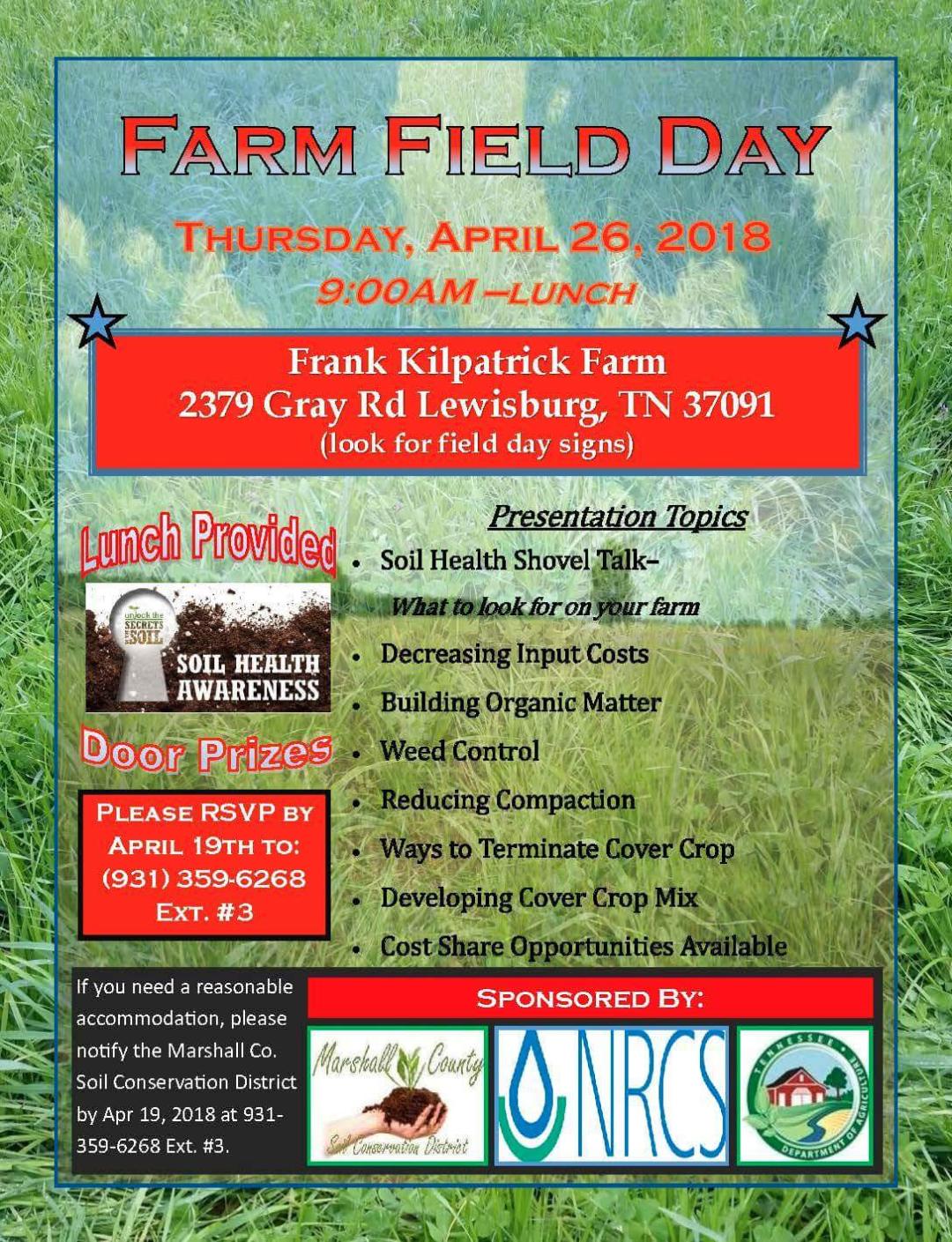 April 26 NRCS Soil Health Farm Field Day